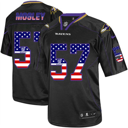 Men's Elite C.J. Mosley Nike Jersey Black - #57 USA Flag Fashion NFL Baltimore Ravens